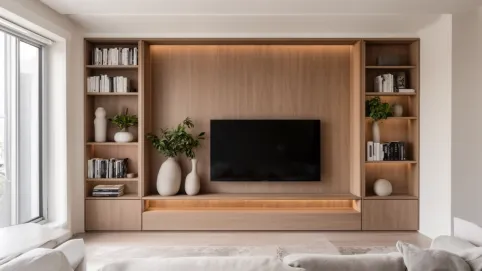 zabudowa ściany w salonie
