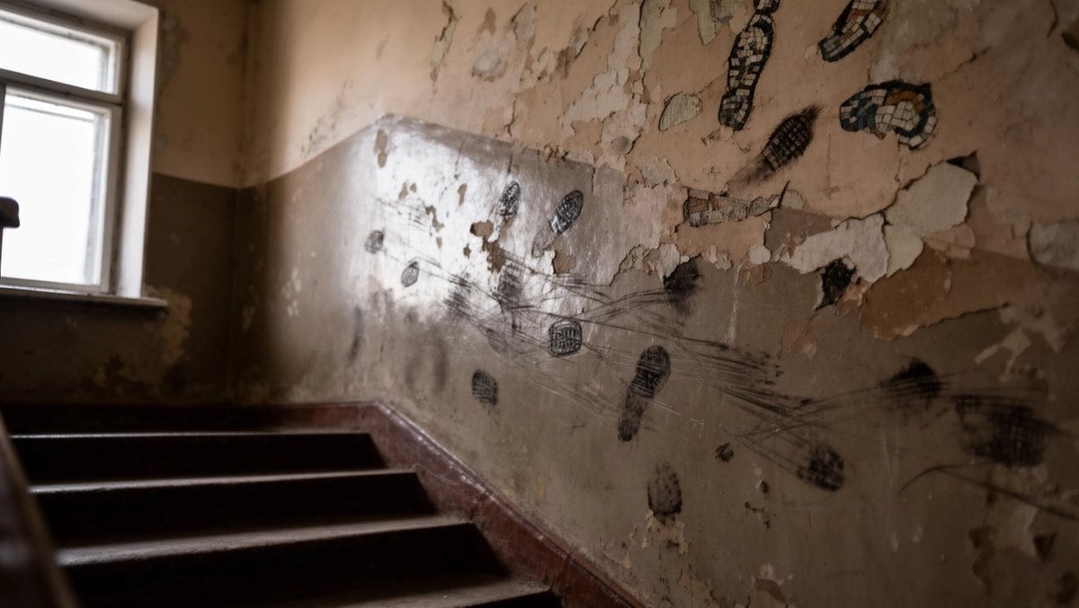 Tynk mozaikowy na klatce schodowej